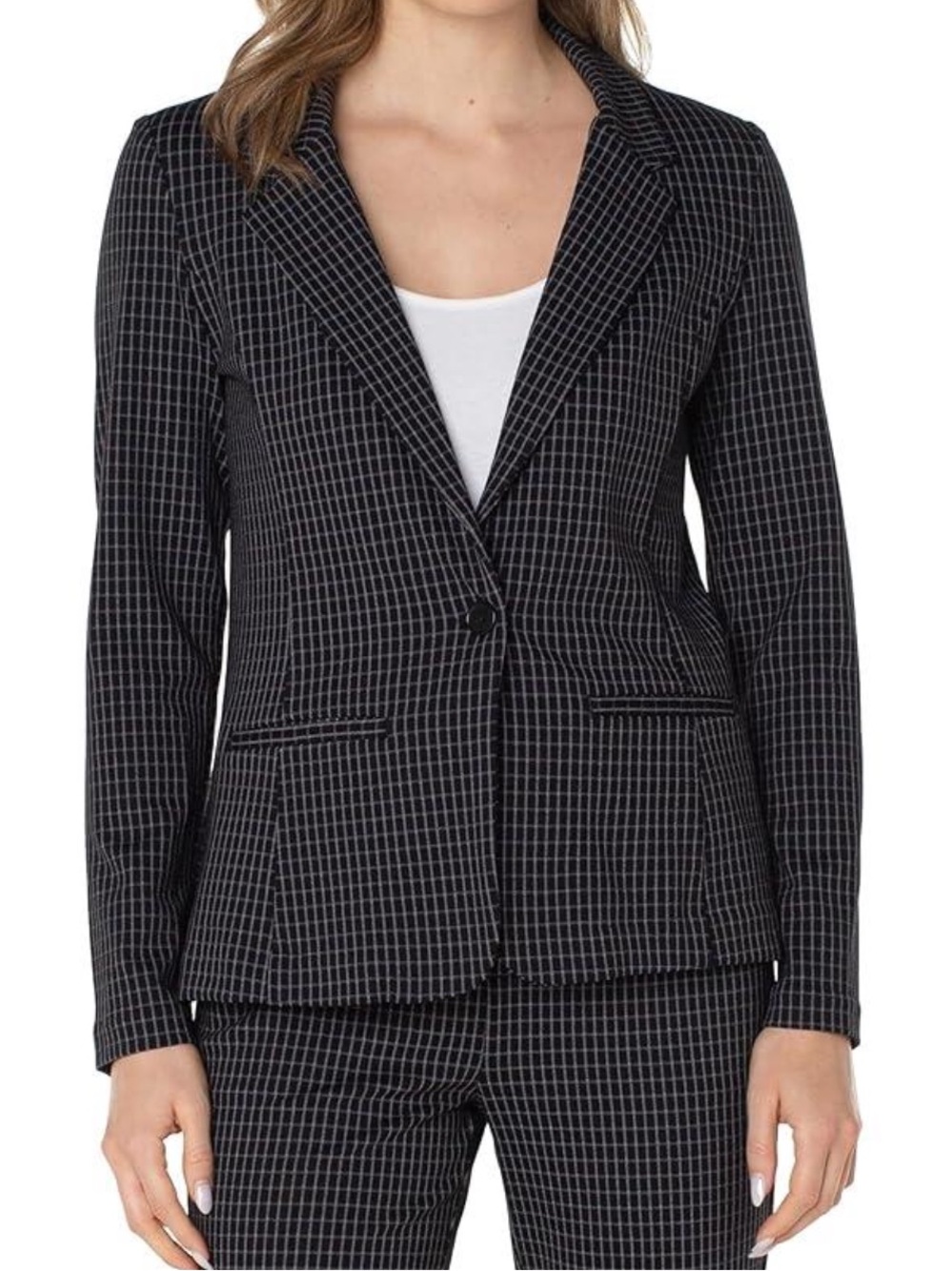 NWOT Liverpool Los Angeles Black Windowpane Check Blazer L